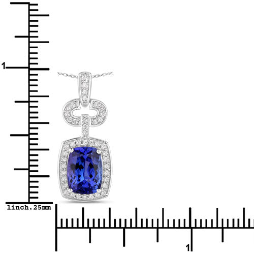 Bids.com 2.62 Carat Genuine Tanzanite and White Diamond 14K White Gold Pendant Pendants