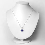 Bids.com 3.14 Carat Genuine Tanzanite and White Diamond 14K White Gold Pendant Pendants