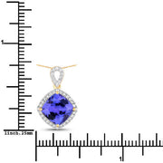 Bids.com 2.54 Carat Genuine Tanzanite and White Diamond 14K Yellow Gold Pendant Pendants