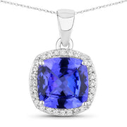 Bids.com 2.65 Carat Genuine Tanzanite and White Diamond 14K White Gold Pendant Pendants