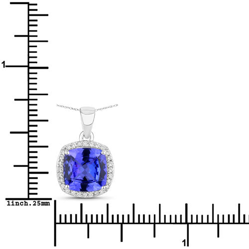 Bids.com 2.65 Carat Genuine Tanzanite and White Diamond 14K White Gold Pendant Pendants