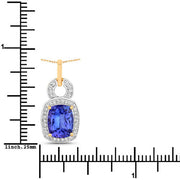Bids.com 2.23 Carat Genuine Tanzanite and White Diamond 14K Yellow Gold Pendant Pendants