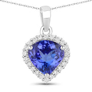 Bids.com 2.53 Carat Genuine Tanzanite and White Diamond 14K White Gold Pendant Pendants