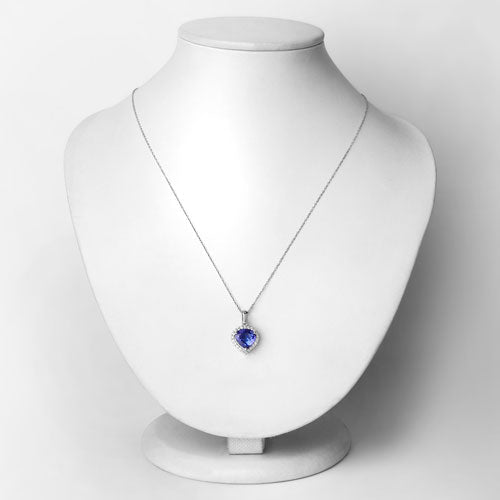 Bids.com 2.53 Carat Genuine Tanzanite and White Diamond 14K White Gold Pendant Pendants
