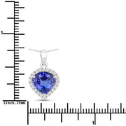 Bids.com 2.53 Carat Genuine Tanzanite and White Diamond 14K White Gold Pendant Pendants