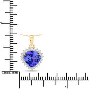 Bids.com 2.66 Carat Genuine Tanzanite and White Diamond 14K Yellow Gold Pendant Pendants