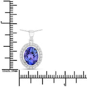 Bids.com 3.21 Carat Genuine Tanzanite and White Diamond 14K White Gold Pendant Pendants