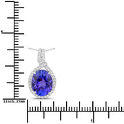 Bids.com 3.21 Carat Genuine Tanzanite and White Diamond 14K White Gold Pendant Pendants