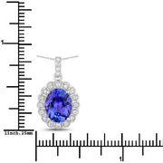 Bids.com 2.93 Carat Genuine Tanzanite and White Diamond 14K White Gold Pendant Pendants