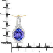 Bids.com 3.74 Carat Genuine Tanzanite and White Diamond 14K Yellow Gold Pendant Pendants