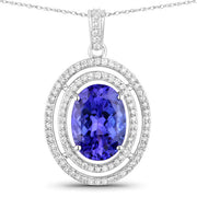 Bids.com 4.90 Carat Genuine Tanzanite and White Diamond 14K White Gold Pendant Pendants