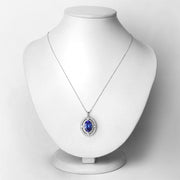 Bids.com 5.91 Carat Genuine Tanzanite and White Diamond 14K White Gold Pendant Pendants