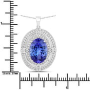 Bids.com 5.91 Carat Genuine Tanzanite and White Diamond 14K White Gold Pendant Pendants