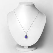 Bids.com 3.13 Carat Genuine Tanzanite and White Diamond 14K White Gold Pendant Pendants