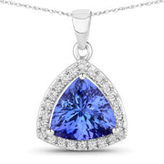 Bids.com 3.11 Carat Genuine Tanzanite and White Diamond 14K White Gold Pendant Pendants