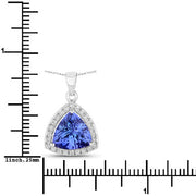 Bids.com 3.11 Carat Genuine Tanzanite and White Diamond 14K White Gold Pendant Pendants