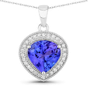 Bids.com 2.58 Carat Genuine Tanzanite and White Diamond 14K White Gold Pendant Pendants