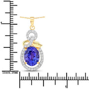 Bids.com 3.91 Carat Genuine Tanzanite and White Diamond 14K Yellow Gold Pendant Pendants