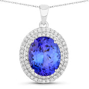 Bids.com 3.90 Carat Genuine Tanzanite and White Diamond 14K White Gold Pendant Pendants