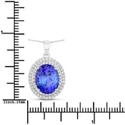 Bids.com 3.90 Carat Genuine Tanzanite and White Diamond 14K White Gold Pendant Pendants