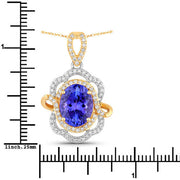 Bids.com 4.61 Carat Genuine Tanzanite and White Diamond 14K White Gold(Two-Tone) Pendant Pendants