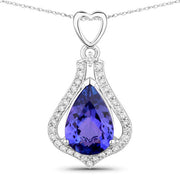 Bids.com 3.30 Carat Genuine Tanzanite and White Diamond 14K White Gold Pendant Pendants