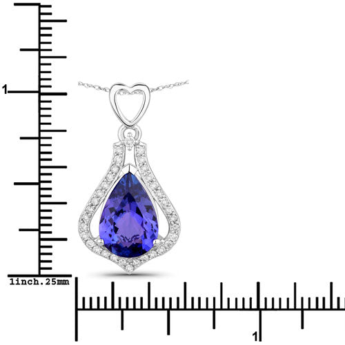 Bids.com 3.30 Carat Genuine Tanzanite and White Diamond 14K White Gold Pendant Pendants