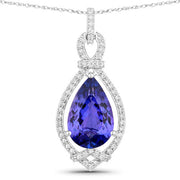 Bids.com 7.11 Carat Genuine Tanzanite and White Diamond 14K White Gold Pendant Pendants