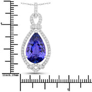 Bids.com 7.11 Carat Genuine Tanzanite and White Diamond 14K White Gold Pendant Pendants