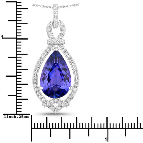 Bids.com 7.11 Carat Genuine Tanzanite and White Diamond 14K White Gold Pendant Pendants