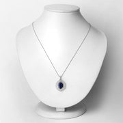 Bids.com 4.82 Carat Genuine Blue Sapphire and White Diamond 14K White Gold Pendant Pendants
