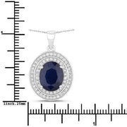 Bids.com 4.82 Carat Genuine Blue Sapphire and White Diamond 14K White Gold Pendant Pendants
