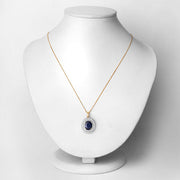 Bids.com 4.82 Carat Genuine Blue Sapphire and White Diamond 14K Yellow Gold Pendant Pendants