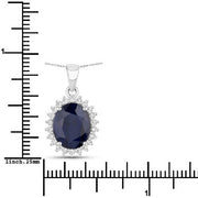 Bids.com 4.63 Carat Genuine Blue Sapphire and White Diamond 14K White Gold Pendant Pendants