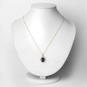 Bids.com 4.63 Carat Genuine Blue Sapphire and White Diamond 14K Yellow Gold Pendant Pendants