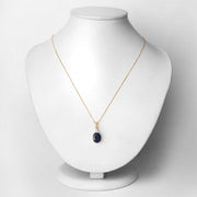 Bids.com 4.41 Carat Genuine Blue Sapphire and White Diamond 14K Yellow Gold Pendant Pendants