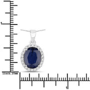 Bids.com 4.63 Carat Genuine Blue Sapphire and White Diamond 14K White Gold Pendant Pendants