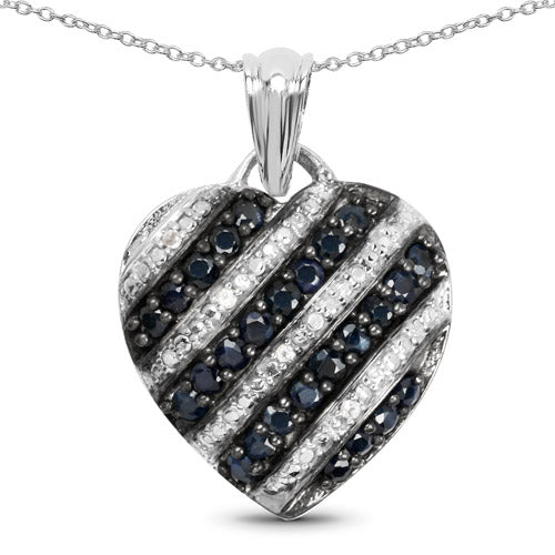 Bids.com 1.55 Carat Genuine Blue Sapphire and White Topaz .925 Sterling Silver Pendant Pendants