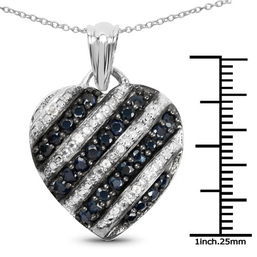 Bids.com 1.55 Carat Genuine Blue Sapphire and White Topaz .925 Sterling Silver Pendant Pendants