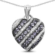 Bids.com 1.30 Carat Genuine Tanzanite and White Topaz .925 Sterling Silver Pendant Pendants