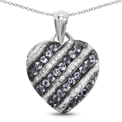 Bids.com 1.30 Carat Genuine Tanzanite and White Topaz .925 Sterling Silver Pendant Pendants