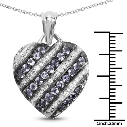 Bids.com 1.30 Carat Genuine Tanzanite and White Topaz .925 Sterling Silver Pendant Pendants