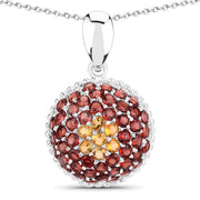 Bids.com 4.57 Carat Genuine Citrine and Garnet .925 Sterling Silver Pendant Pendants