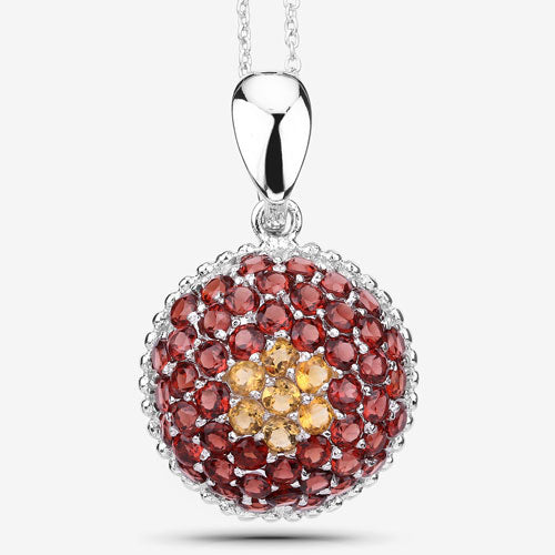 Bids.com 4.57 Carat Genuine Citrine and Garnet .925 Sterling Silver Pendant Pendants