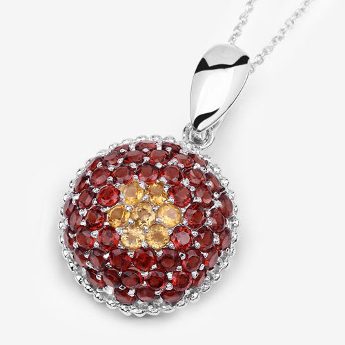 Bids.com 4.57 Carat Genuine Citrine and Garnet .925 Sterling Silver Pendant Pendants