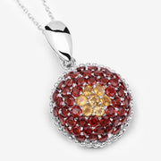 Bids.com 4.57 Carat Genuine Citrine and Garnet .925 Sterling Silver Pendant Pendants