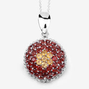 Bids.com 4.57 Carat Genuine Citrine and Garnet .925 Sterling Silver Pendant Pendants