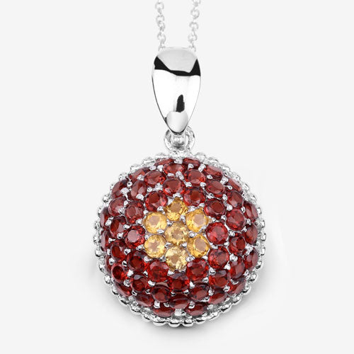 Bids.com 4.57 Carat Genuine Citrine and Garnet .925 Sterling Silver Pendant Pendants