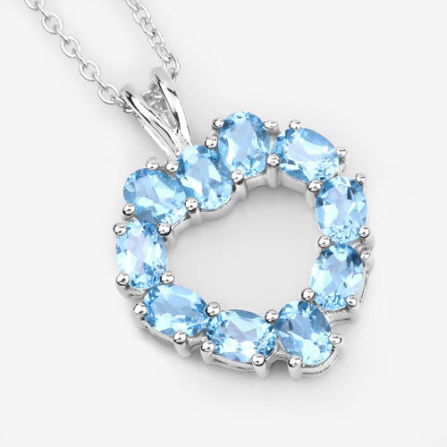 Bids.com 1.90 Carat Genuine Swiss Blue Topaz .925 Sterling Silver Pendant Pendants