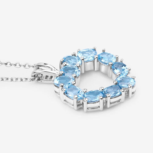 Bids.com 1.90 Carat Genuine Swiss Blue Topaz .925 Sterling Silver Pendant Pendants